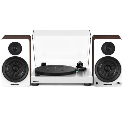 Tourne-disque haute fidélité en vinyle RT81 Elite de Fluance et haut-parleurs d’étagère stéréo 6,5 po amplifiés Ai61