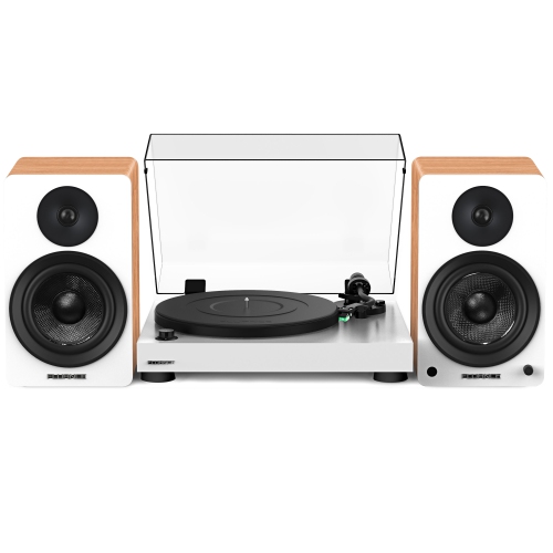 Tourne-disque haute fidélité en vinyle RT81 Elite de Fluance et haut-parleurs d’étagère stéréo 6,5 po amplifiés Ai61