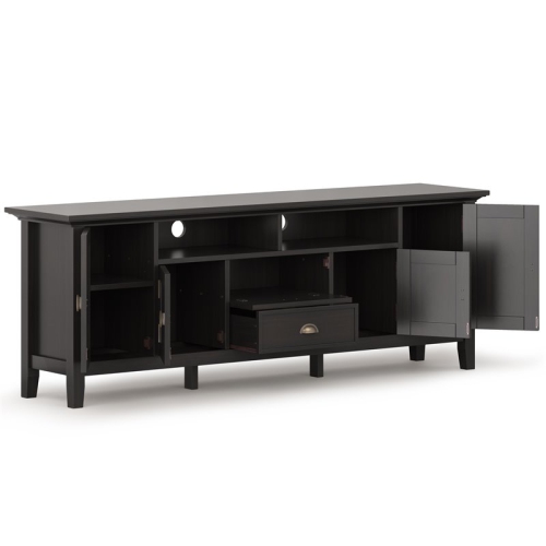 Simpli Home Redmond Wood 72" Transitional TV Media Stand in Hickory Brown For TVs up to 80"