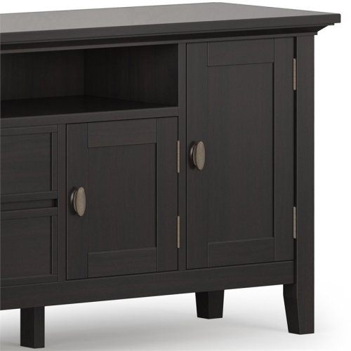 Simpli Home Redmond Wood 72" Transitional TV Media Stand in Hickory Brown For TVs up to 80"