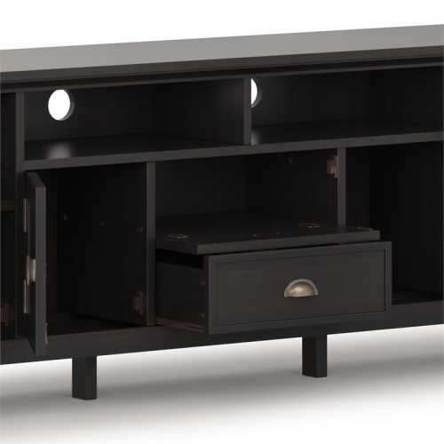 Simpli Home Redmond Wood 72" Transitional TV Media Stand in Hickory Brown For TVs up to 80"