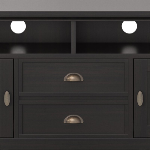 Simpli Home Redmond Wood 72" Transitional TV Media Stand in Hickory Brown For TVs up to 80"