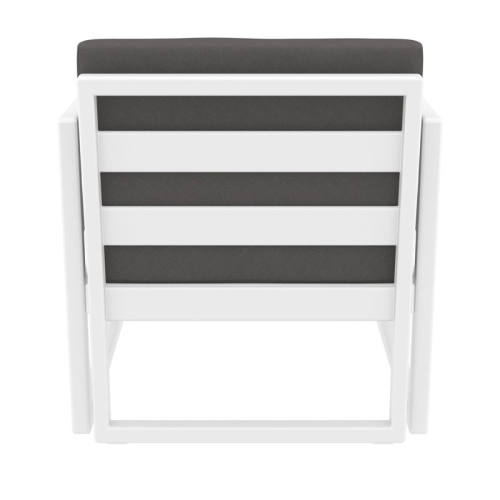 Mykonos Patio Club Chair in White Finish with Acrylic Fabric Charcoal Cushions