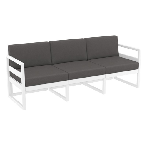 Mykonos Patio Sofa White with Acrylic Fabric Charcoal Cushions