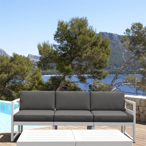 Mykonos Patio Sofa White with Acrylic Fabric Charcoal Cushions