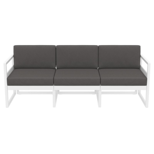 Mykonos Patio Sofa White with Acrylic Fabric Charcoal Cushions