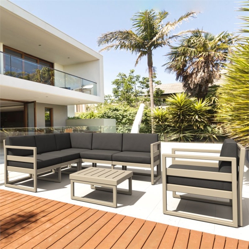 Mykonos Extension Taupe with Acrylic Fabric Charcoal Cushion