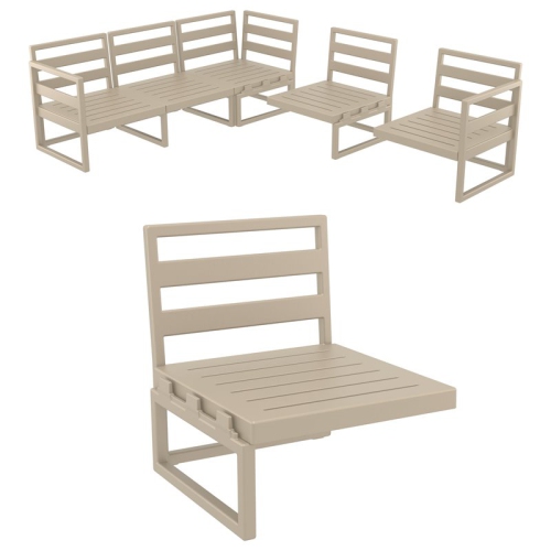 Mykonos Extension Taupe with Acrylic Fabric Charcoal Cushion