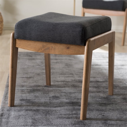 Bowery Hill Contemporary Fabric Ottoman in Dark Gray