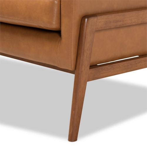 Bowery Hill Faux Leather Upholstered and Walnut Finished Wood Lounge Chair