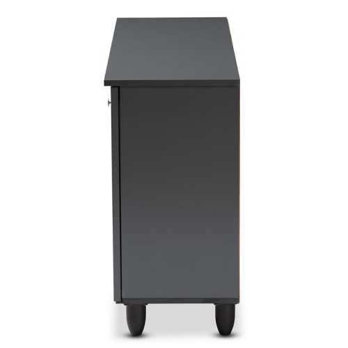 Baxton Studio Fernanda 3-Door Wood Entryway Shoe Cabinet in Dark Gray