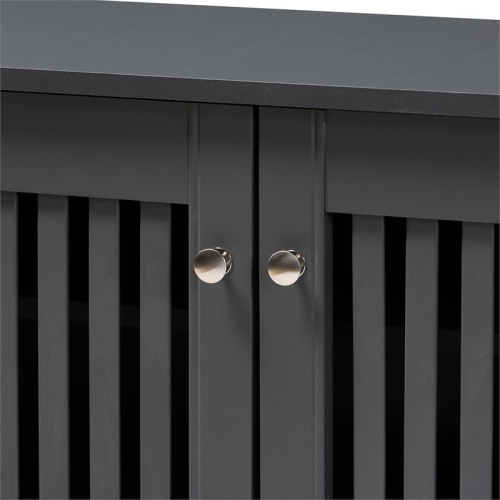 Baxton Studio Fernanda 3-Door Wood Entryway Shoe Cabinet in Dark Gray