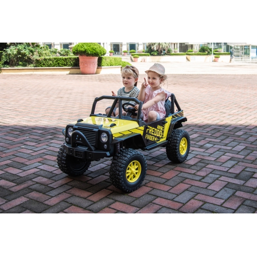 24V Freddo Raider 2 Seater Ride on w/ Leather Seats, LED Lights & Remote Control
