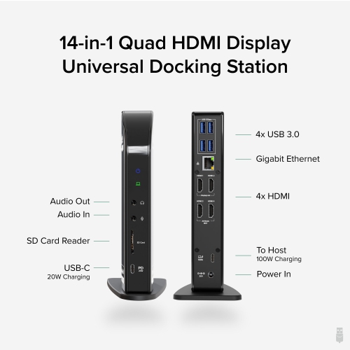 Plugable UD-3900C4 Plugable USB-C Quad HDMI Docking Station