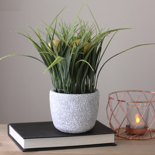 Potted Artificial Grass and Eggs Easter Decoration - 10"