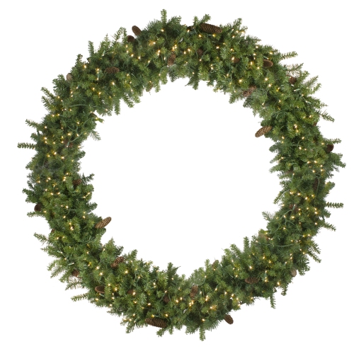 NORTHLIGHT  Pre-Lit Dakota Pine Artificial Christmas Wreath - 6' - Led Warm White Lights In Red