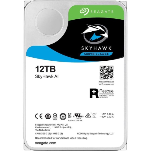 Disque dur interne vidéo Skyhawk AI 12&nbsp;To de Seagate – Mémoire cache 256&nbsp;Mo SATA 3,5&nbsp;po 6 Gb/s pour enregistreur vidéo réseau avec ser