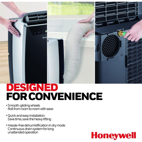 Honeywell 14,000 BTU Portable Air Conditioner with Heat Pump, Dehumidifier & Fan, Cools & Heats Rooms Up to 700 Sq. Ft. w Remote & Advanced LED Display (MN4HFS9)