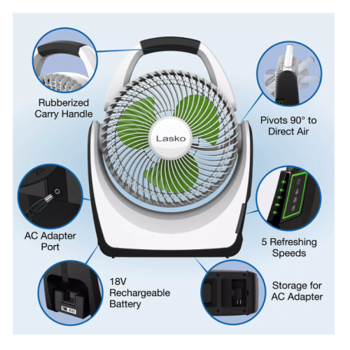 Ventilateur portatif rechargeable Lasko - RB200