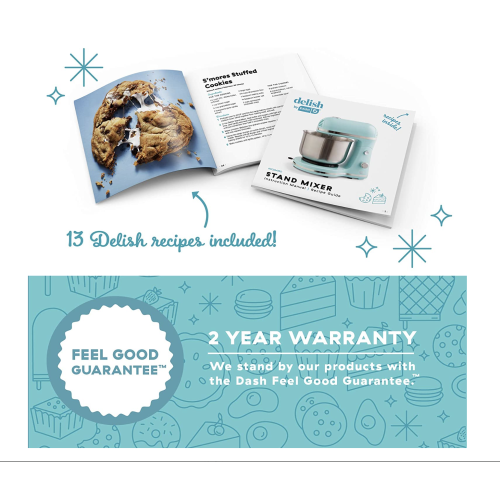 DASH Compact Stand Mixer, 3.5 Quart with Beaters & Dough Hooks Included - Black - DCSM350GBBK02