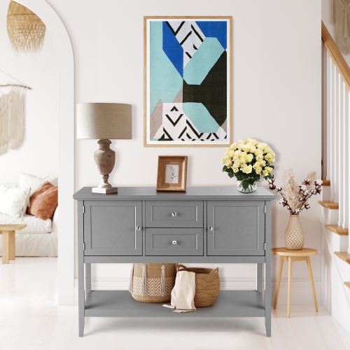 Rustic Wood Sideboard Buffet – Wine Storage Cabinet Console Table with Doors