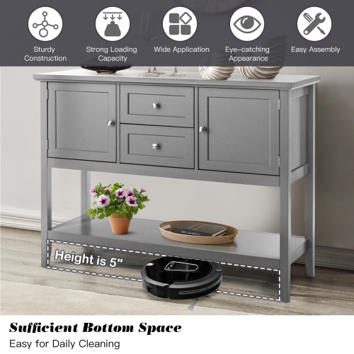 Rustic Wood Sideboard Buffet – Wine Storage Cabinet Console Table with Doors