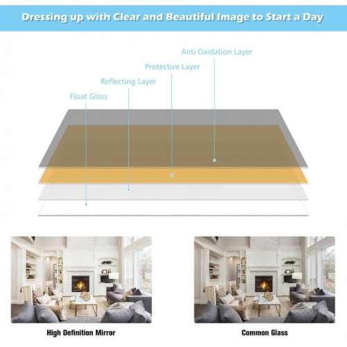 Full-Length Metal Door Mirror with Adjustable Hook for Bedroom or Closet