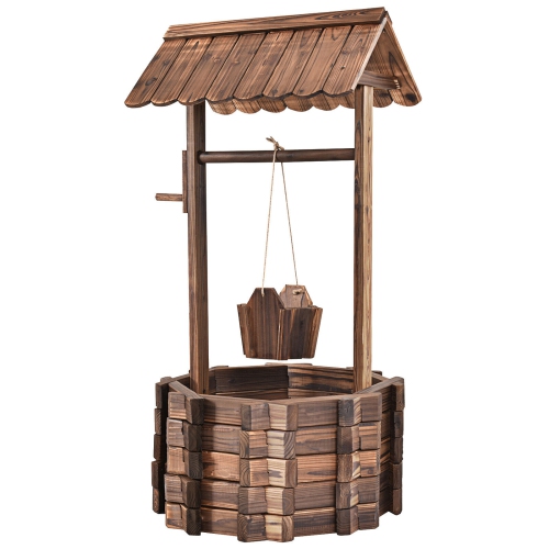 SLICKBLUE  Outdoor Wooden Wishing Well Planter Bucket