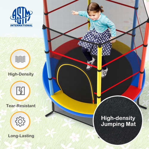Gymax 55'' Trampoline for Kids Toddler Recreational Trampoline w/ Safety Enclosure Net