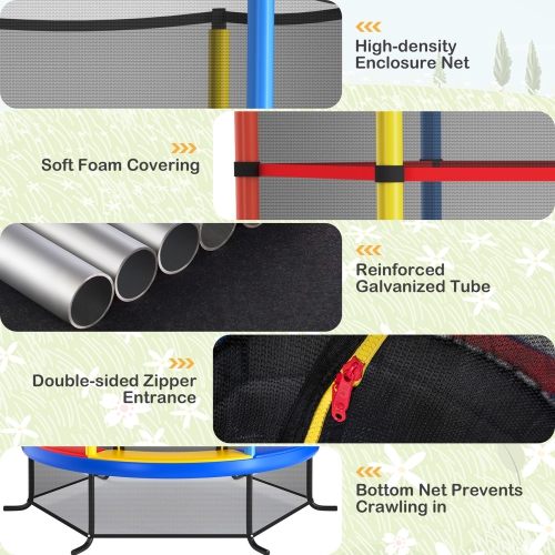 Gymax 55'' Trampoline for Kids Toddler Recreational Trampoline w/ Safety Enclosure Net