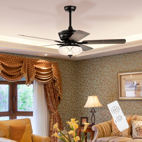 Gymax 52'' Ceiling Fan with 3 Wind Speeds 5 Reversible Blades & Remote Control