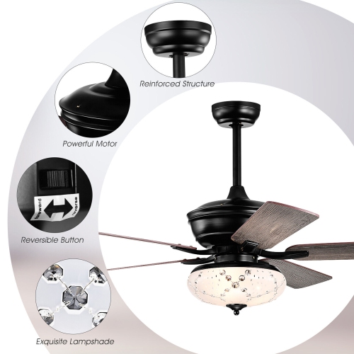 Gymax 52'' Ceiling Fan with 3 Wind Speeds 5 Reversible Blades & Remote Control