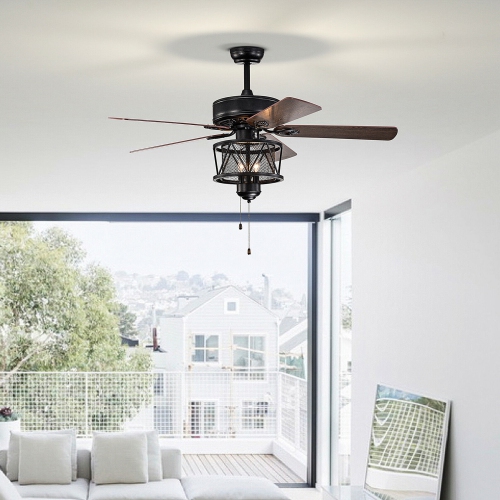 Gymax 50'' Ceiling Fan with Lights Reversible Blades w/ Pull Chain Control Living Room