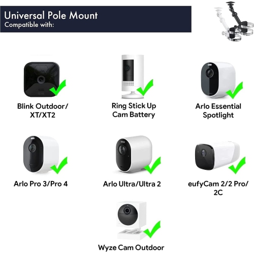 2-in-1 Universal Pole Mount for Camera & Solar Panel Compatible with Wyze, Blink, Ring, Arlo, Eufy Camera