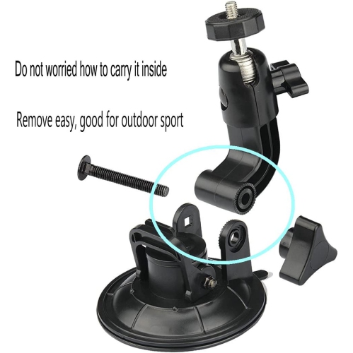 360 Degrees Rotation Suction Cup Mount+Tripod Adapter+Long Mounting Screw For Gopro Windshield Mount Hero7/6/5 Black Hero 4 Silver Xiaomi YI 4k Gitup
