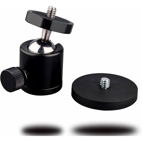 24lb Magnetic Camera Mounting Base with 1/4 Mini Ball Head, Super Strong Rubber Coating Neodymium Magnet with 1/4''-20 Male Thread Stand for Mobile C