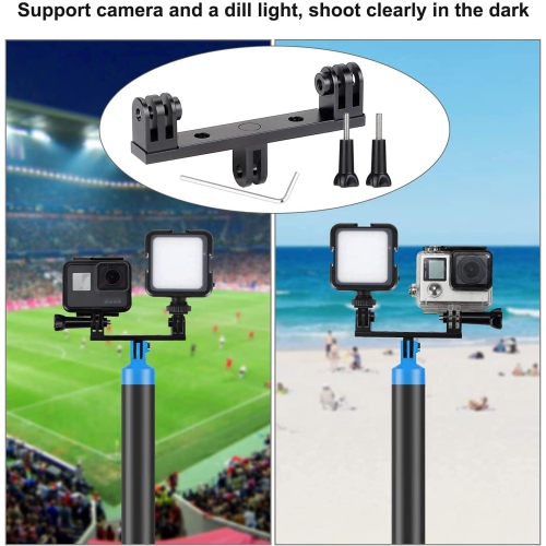 Aluminum Dual Twin Mount Adapter +2 Screw for GoPro Hero 8 7 6 5 Black,4 Session,YI, AKASO DJI Omso, Sjcam, Campark Action Camera-Can Be Used with