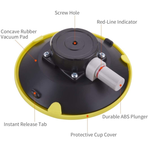 6' Car Camera Mounting Suction Cup Base Pump Active with 1/4'-20 Female Thread, Professional Camcorder Vehicle Holder Vacuum Suction Mount, DSLR Camera Video Stabilizer Car Suc