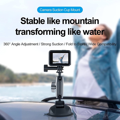 Aluminum Alloy Suction Cup Mount for GoPro and Cell Phone 360° Rotation Heavy Duty with 1/4-20 Thread for GoPro Hero 10/9/Max, Insta360, Osmo Action