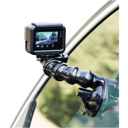 Flexible Gooseneck Suction Cup Car Mount Holder for GoPro Hero 10 9 8 7 6 5 Black, Flexible Extension Car Windshield Mount with Phone Holder for iPho