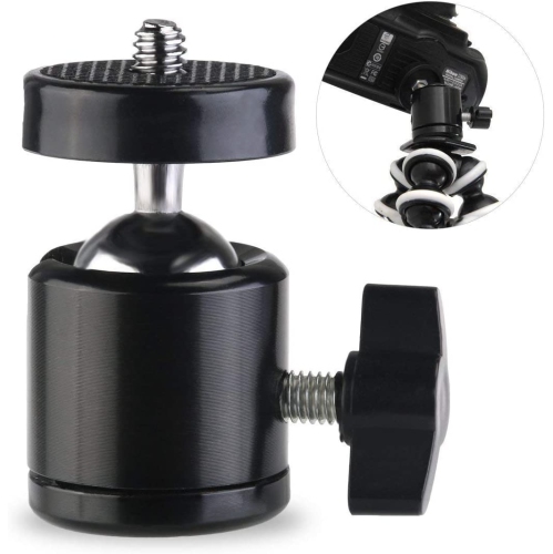 Hot Shoe Mount Adapter 360 Degree Swivel Mini Ball Head 1/4 Tripod Screw Head for Cameras, Camcorders, Smart Phone, Gopro, LED Video Light, Microphone(4 PCS)
