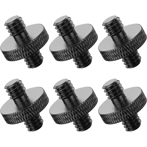 1/4 to 1/4 Male Threaded Screw Adapter for Mic Stand Camera Tripod Mic Mount Light Stand DSLR Camera Shoulder Mount Camera Cage, 6 Pcs by