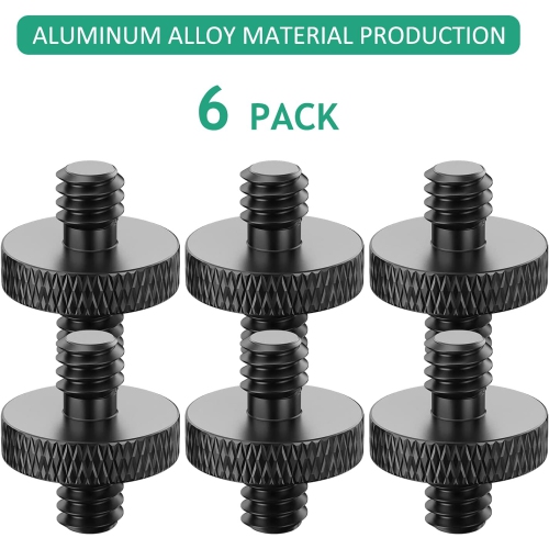 1/4 to 1/4 Male Threaded Screw Adapter for Mic Stand Camera Tripod Mic Mount Light Stand DSLR Camera Shoulder Mount Camera Cage, 6 Pcs by