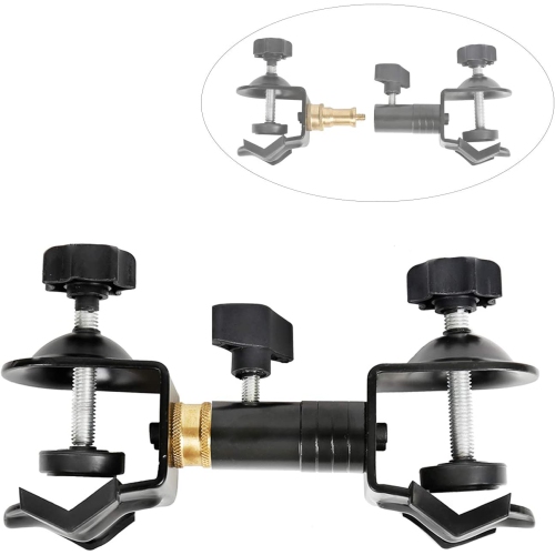 DOLAER  Heavy Duty Metal Clamp Copper Plated Holder Double U Clip Dual C Clamp Type Bracket Mount for Photo Studio Light Stand, Photography Reflector