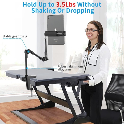 Webcam Stand Camera Mount with Phone Holder, 25 Inch Foldable Flexible Gooseneck Cell Phone Clamp & Table Projector Mount, for Logitech C922 C930e