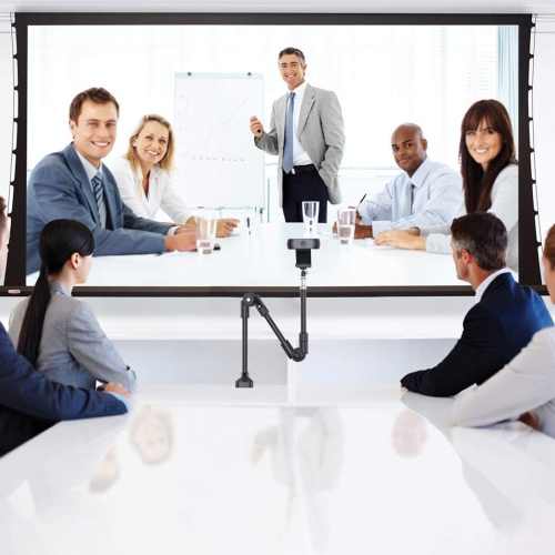 Webcam Stand Camera Mount with Phone Holder, 25 Inch Foldable Flexible Gooseneck Cell Phone Clamp & Table Projector Mount, for Logitech C922 C930e