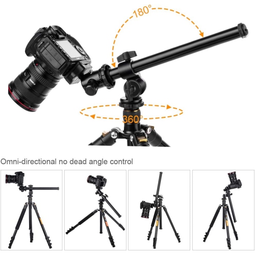 Tripod Extension Arm, 32 cm Tripod Boom Arm Tripod Tilt Arm Accessory for Supporting Cameras Black