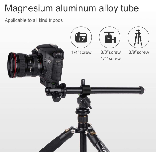 Tripod Extension Arm, 32 cm Tripod Boom Arm Tripod Tilt Arm Accessory for Supporting Cameras Black