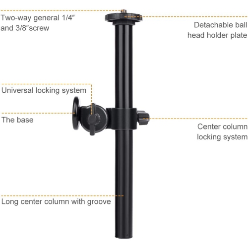 Tripod Extension Arm, 32 cm Tripod Boom Arm Tripod Tilt Arm Accessory for Supporting Cameras Black