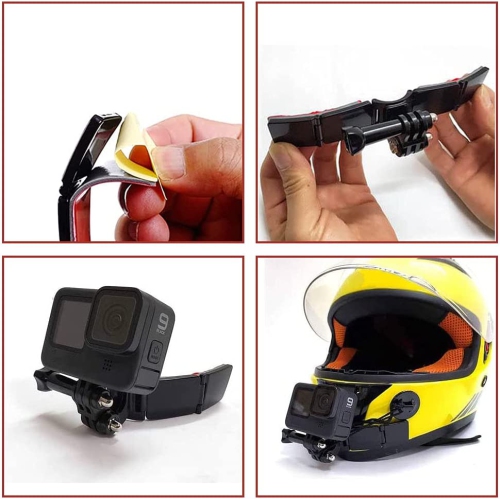 Motorcycle Helmet Chin Mount Kits with Adhesive Curved Pads for GoPro Hero 9, 8, 7,, 6 5 4 3, Hero Black, Session, Xiaomi Yi, SJCAM, AKASO, Campark &